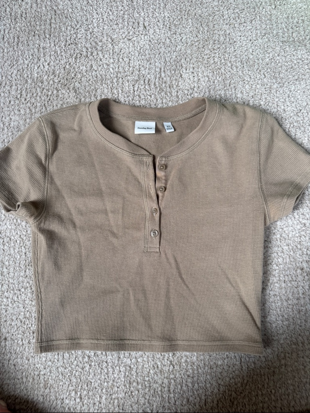 Sunday Best Taupe Waffle Henley Top